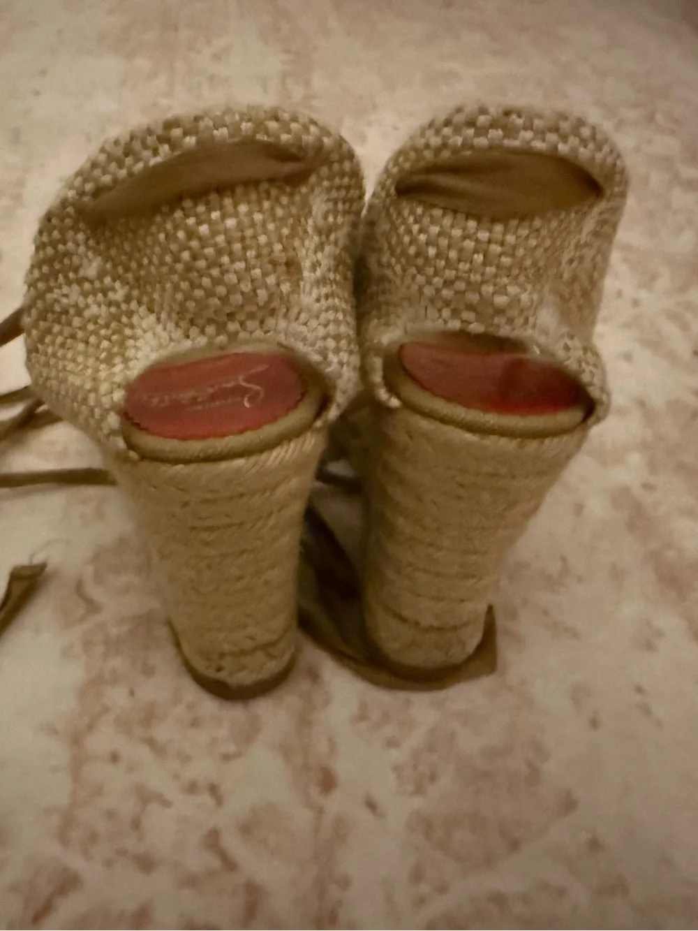Authentic CHRISTIAN LOUBOUTIN Rope Round Wedge Heel Espadrilles SZ 39 Spain‎